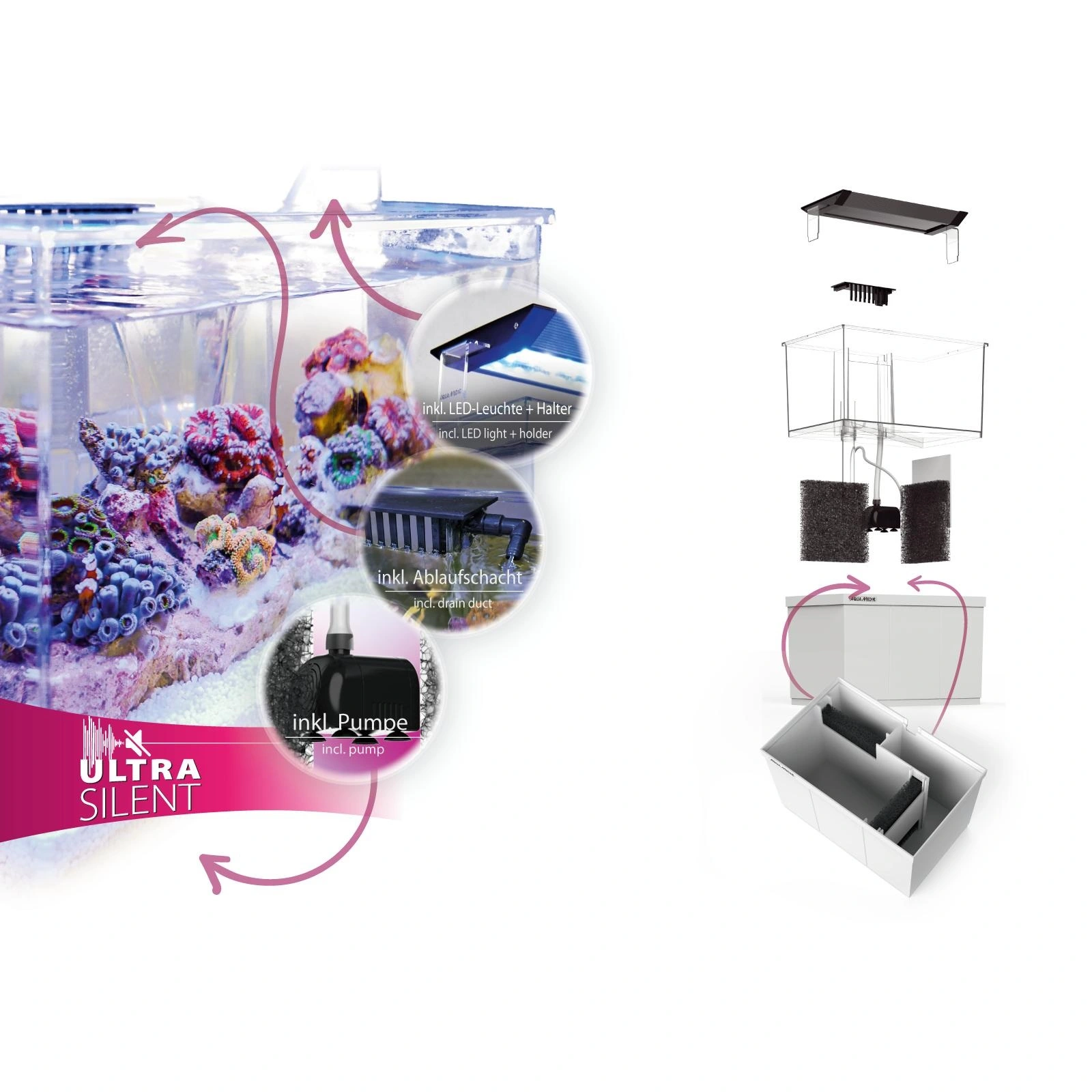 Armatus XS Saltvandsakvarium med sump 4 Liter